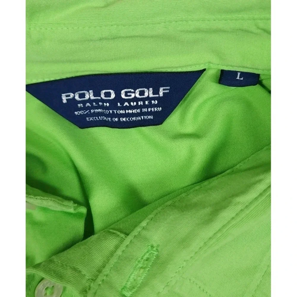 Polo Ralph Lauren Mens L Shirt Long Green Vintage Lisle Charleston Golf Big Pony